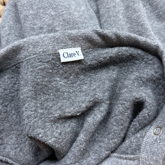 Clare V Le Snap Button Down Bomber Sweatshirt - Picture 4 of 5